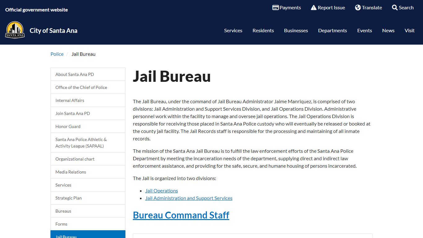 Jail Bureau - City of Santa Ana