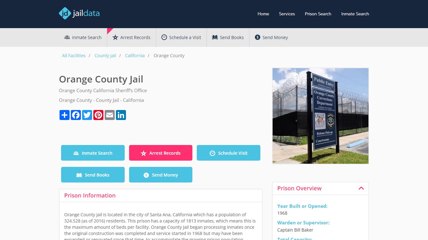 Orange County Jail Inmate Search and Prisoner Info - Santa Ana, CA